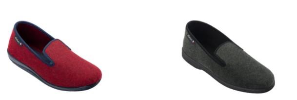 Deux chaussons de couleurs rouge et noir
